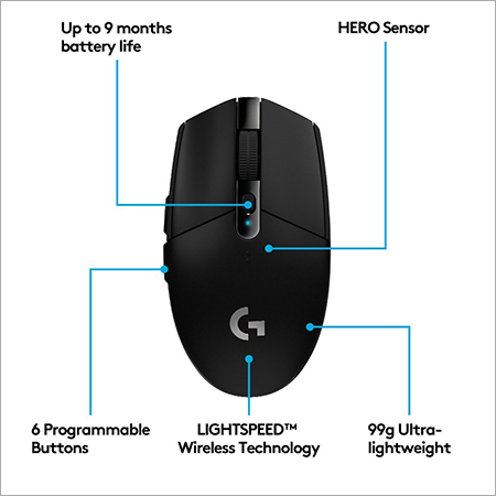 Logitech G 304 Lightspeed Wireless Gaming Mouse, Hero Sensor, 12,000 DPI, Lightweight, 6 Programmable Buttons - Black 2