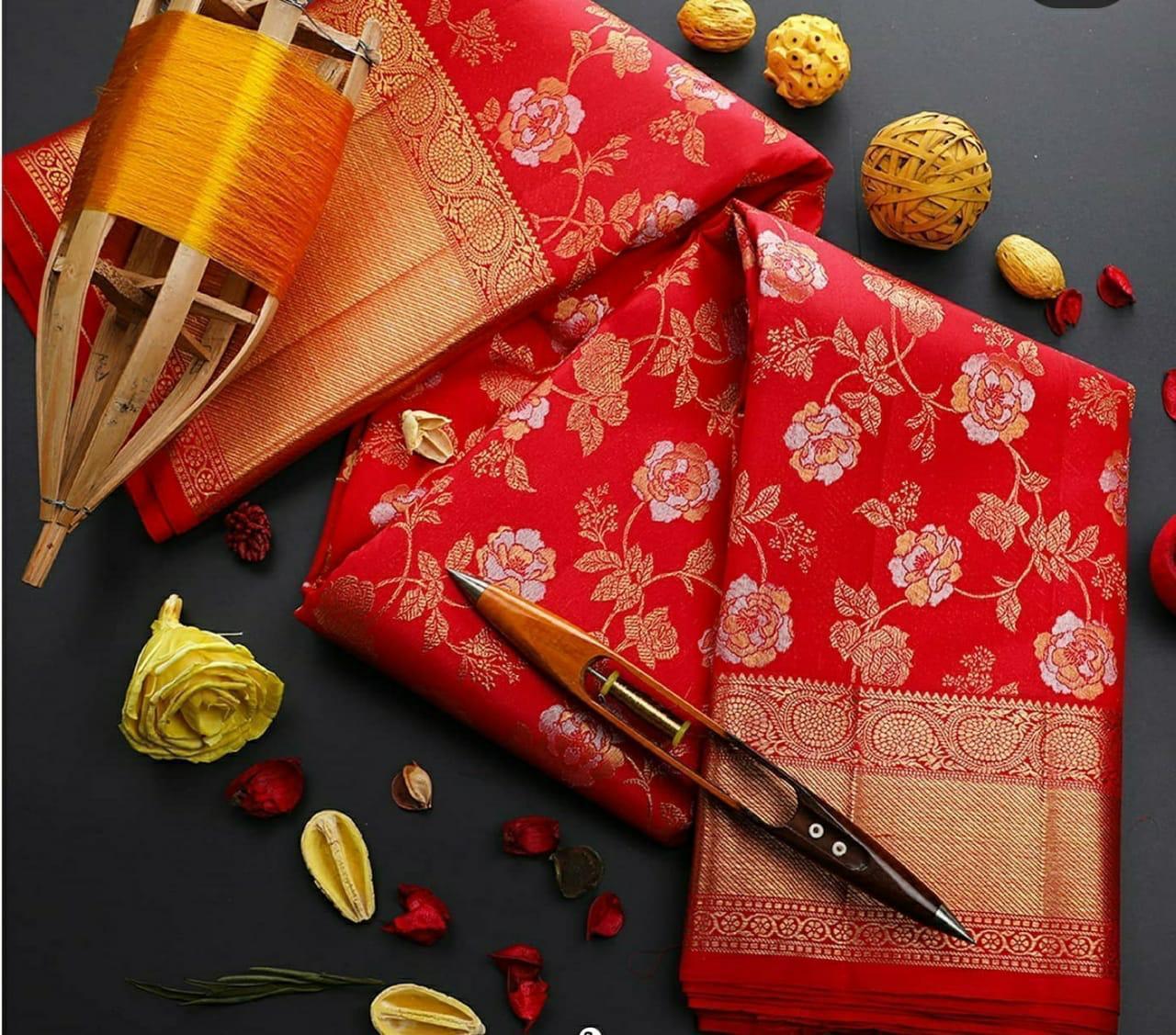 Multi Colour Soft Lichi Silk Saree