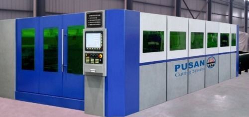 Blue Fiber Laser Cutting Machine With Exchanger Table And Cover