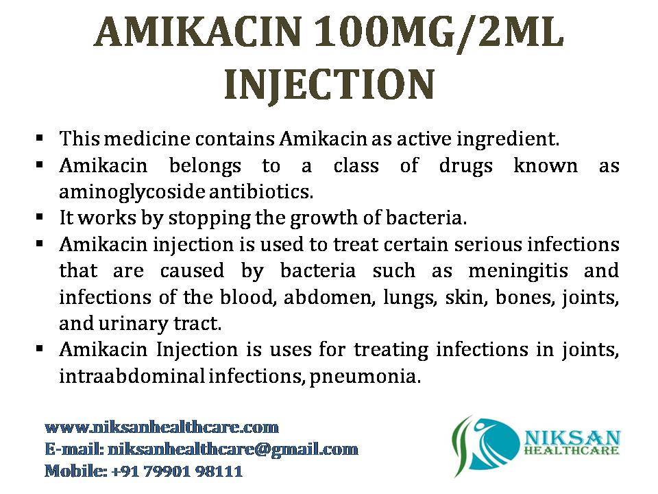 Amikacin Injection - 100mg/2ml Liquid | Aminoglycoside Antibiotic ...