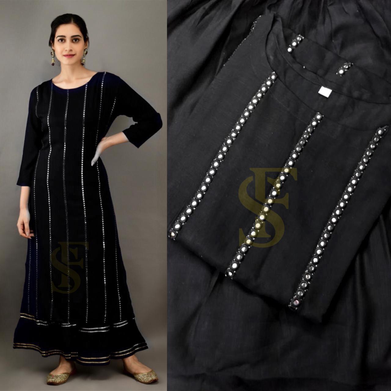 Mirror Work Kurta Plazzo Set - Rayon Material, Sizes L-xxl, Multi-colored | Trendy Ethnic Dress With Full Sleeves, Washable For All Seasons