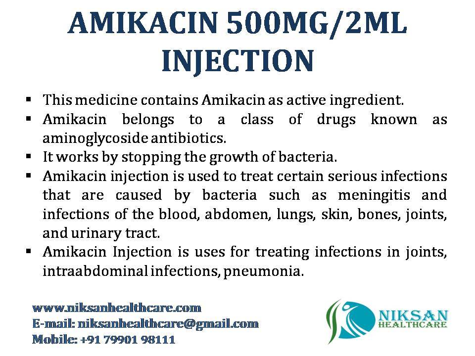 Amikacin Injection - 500mg/2ml Liquid Formulation, Broad-spectrum Aminoglycoside Antibiotic For Serious Bacterial Infections, Safe For All, Store In Cold And Dry Place
