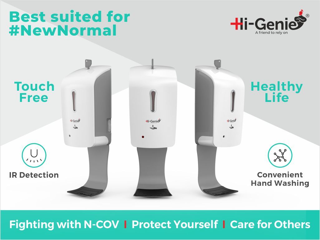 Bulge Touchless Automatic Sanitizer Dispenser - Abs/pom Material, 1000ml Capacity | Automatic Infrared Sensor Technology, Anti-burglar Key Lock, Wall Mounted Kit, White And Gray Color Combination