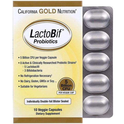 California Gold Nutrition, Cgn, Lactobif Probiotics, 5 Billion Cfu, 10 Veggie Caps Efficacy: Promote Healthy & Growth