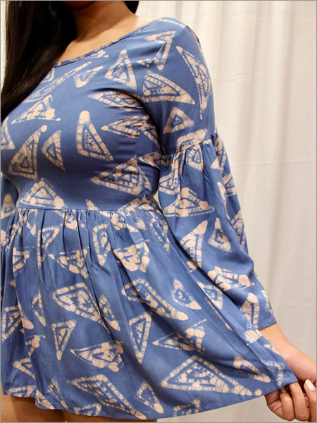 Batik Peplum Top With Stylish V Neck In Rayon - Small Quantity Available, Customizable Prints & Designs | Washable, Summer Dress, Printed Pattern For Women