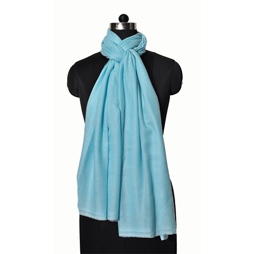 Wool Nylon Single Ply Stole - Wool Nylon, 70x200 Cms, Light Blue, Woven | Soft, Lightweight, Warm, Vibrant, Solid Color
