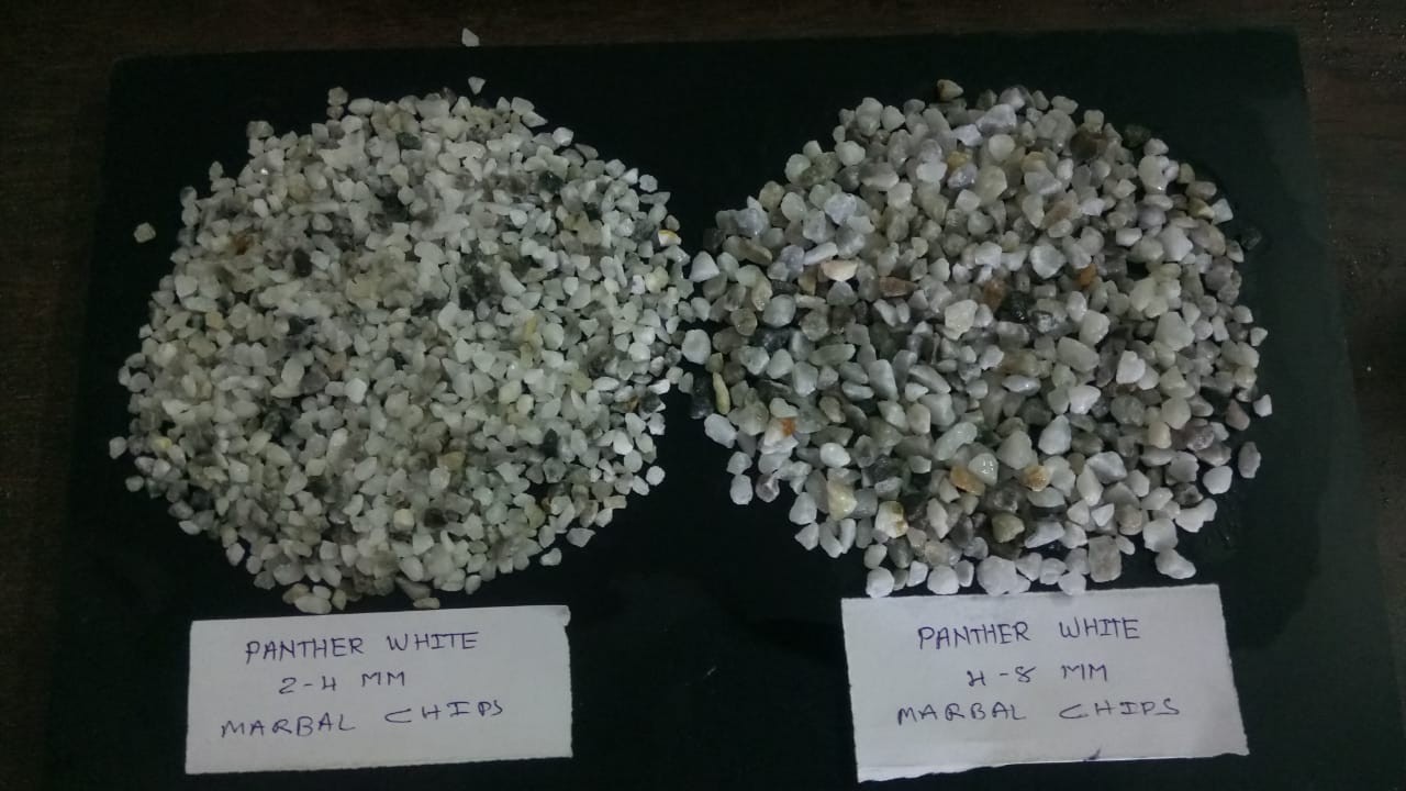 Panther White Crushed Stone Chips Calcium Carbonate Poltri Feed Terrazzo Flooring Construction Aggregate Size: 2-4 Mm & 4-8 Mm