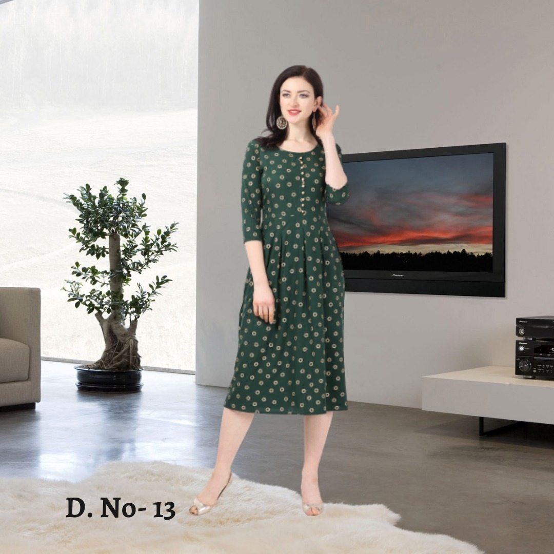 Moscow Vol -1 Heavy American Crep Kurti - Fabric: Heavy American Crep, Sizes: S-xxl, Style: Ethnic & Casual, Features: Quick Dry & Washable, Sleeve: 3-4th