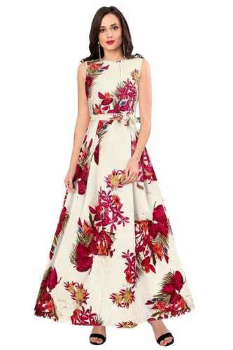 Ladies Designer Gown - Banglory Satin Silk with Full Inner Crepe, Available Sizes S(34), M(36), L(38), XL(40), Cape Sleeves, Length 54-55 inch, Flare 2.04 Mtr.