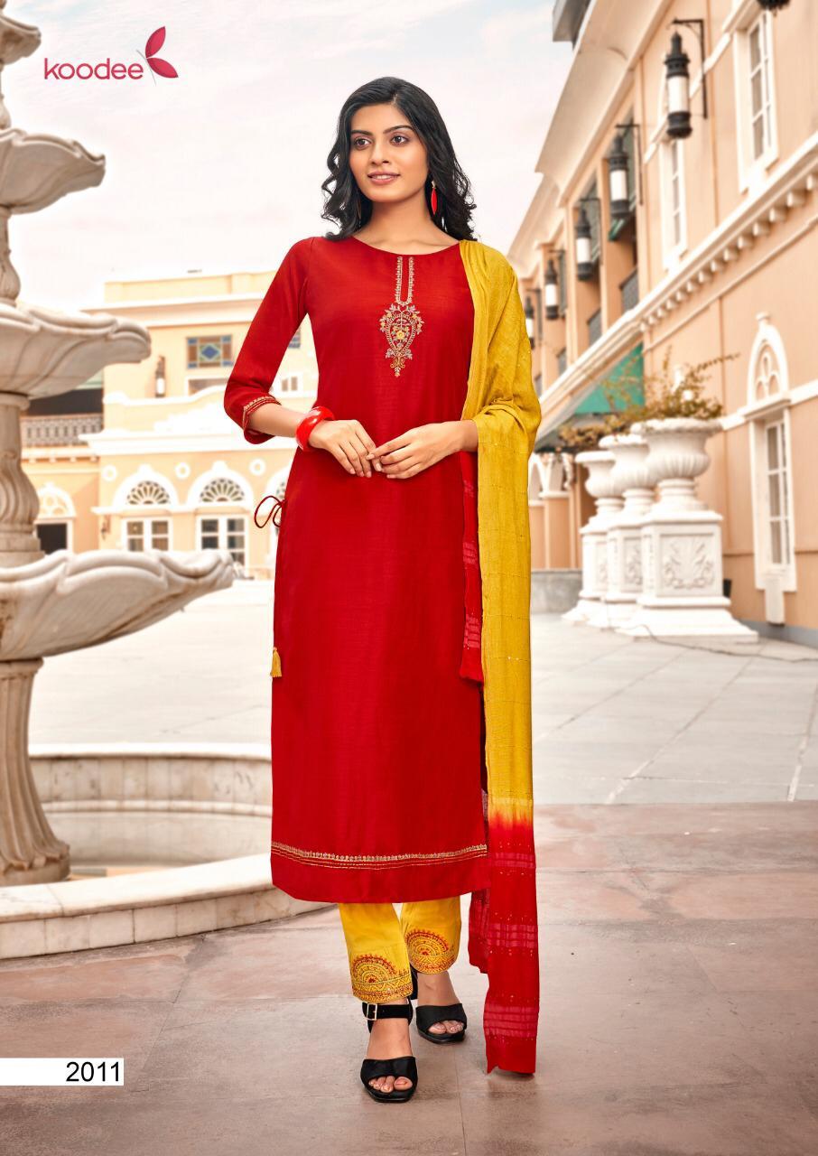 Dry Cleaning Saheli-4 Chinon Slub Kurti With Bottom Dupatta