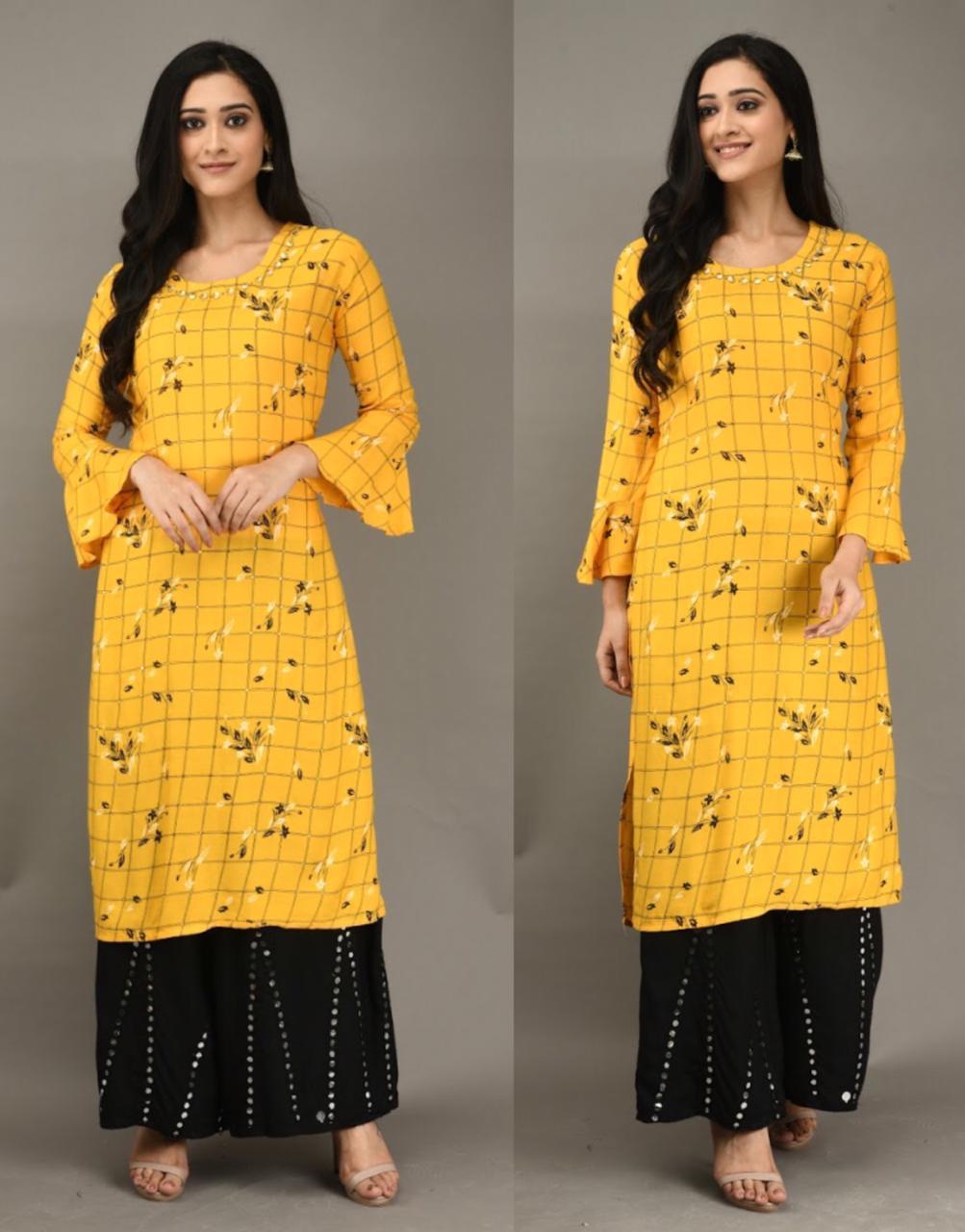 Multi Printed Kurti Plazzo Y