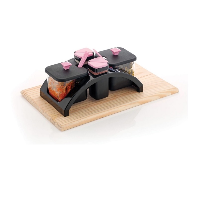 4x Spice & Pickle Set (Square) - Plastic Material, 22.9x13x10 Cm Dimensions | Ideal Kitchen Storage, Random Shade, Perfect For Organizing Spices