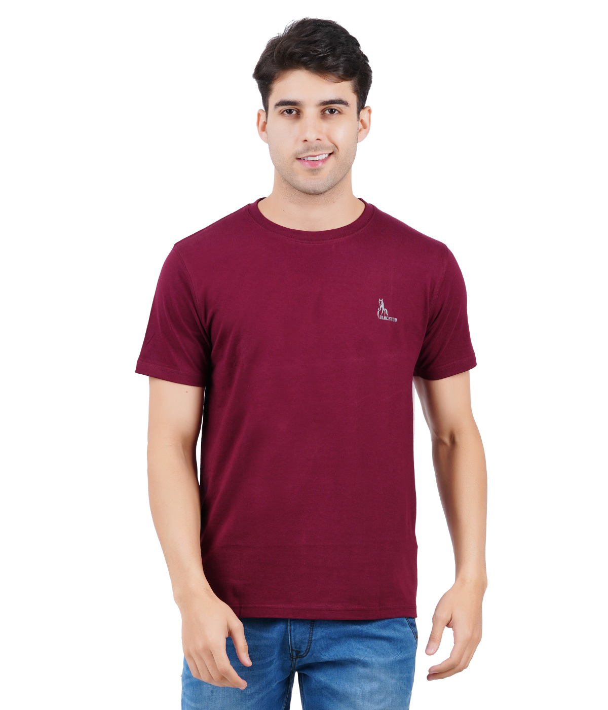 Men's Round Neck T-shirt - Cotton Blend, Sizes M, S, Xl | Plain Pattern, Short Sleeves