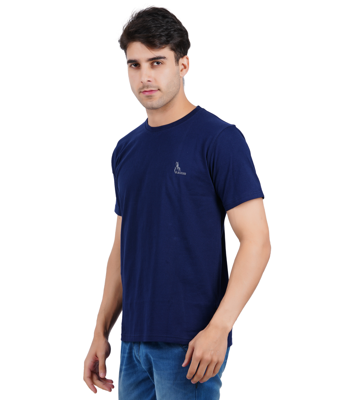 Men's Round Neck T-shirt - Cotton Blend, Sizes M, S, Xl | Plain Pattern, Short Sleeves