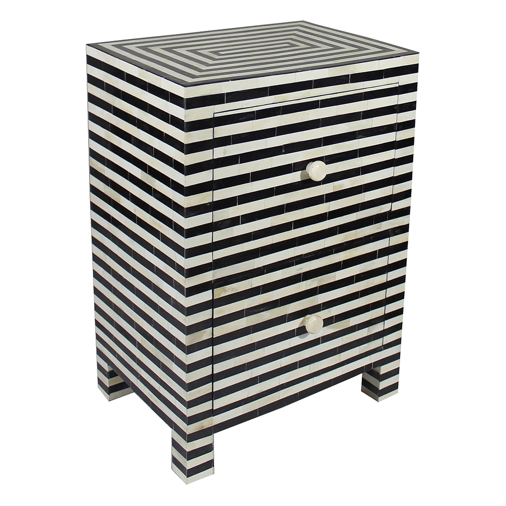 Wood Bone Inlay Nightstand