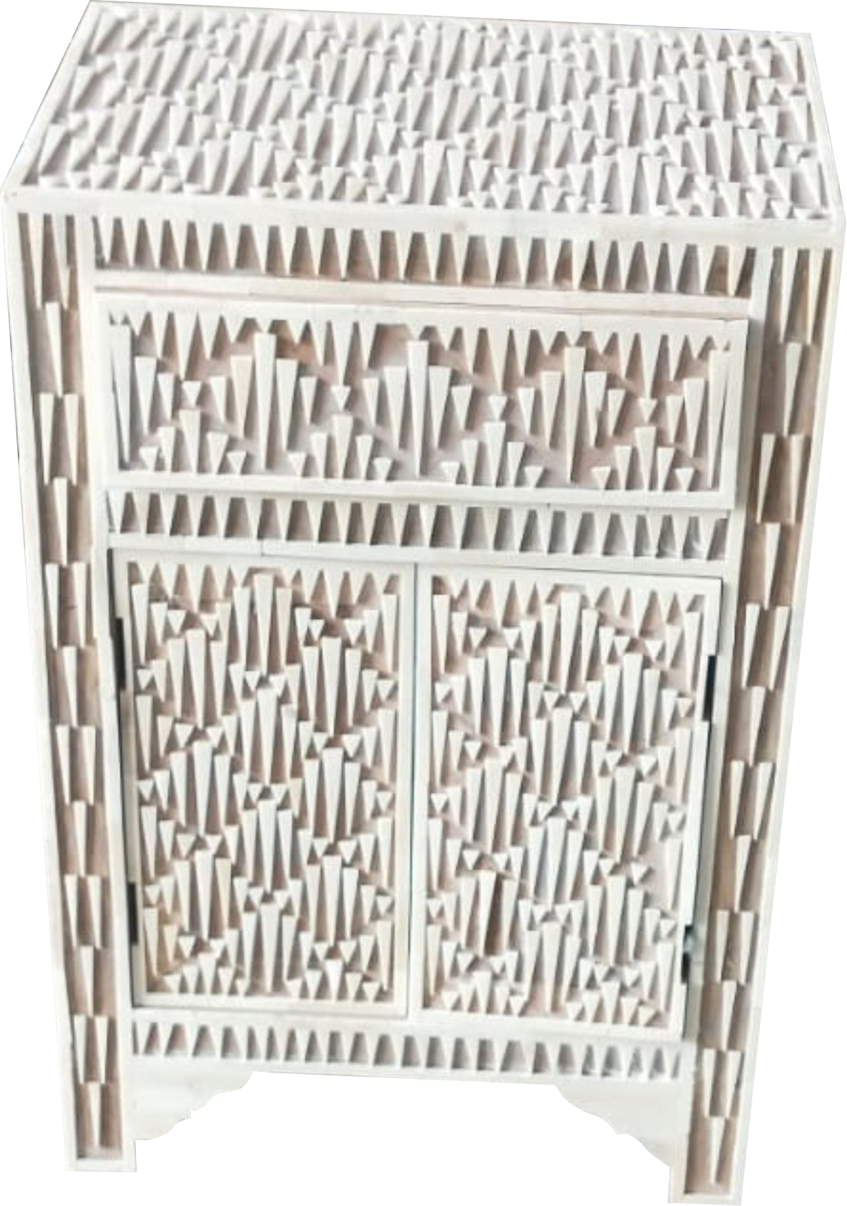 Polished Bone Inlay Bedside Drawer