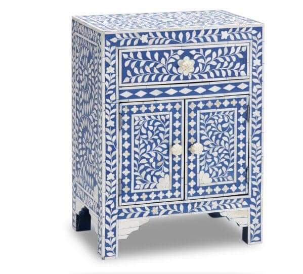 Polished Bone Inlay Bedside Drawer