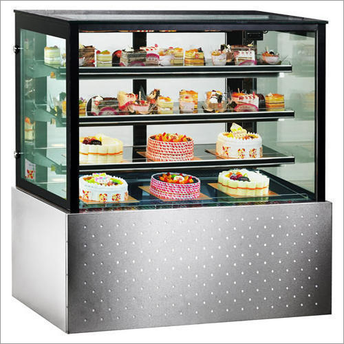 Pastry Display Counter - Glass and Stainless Steel, 4-5 Height | Polished Silver Finish