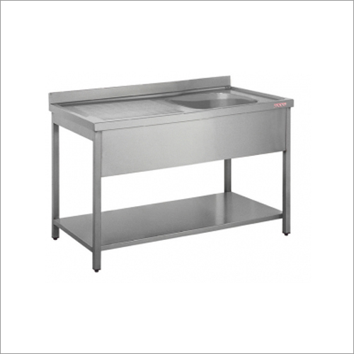 SS Sink Table - Stainless Steel, 3 Feet Height, Rectangular Shape | Ideal for Hotels and Restaurants, Polished Finishing