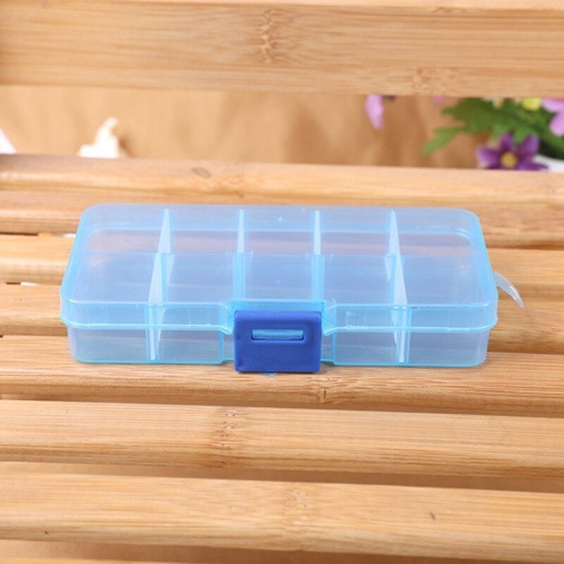 4 Pcs 10 Grids Multipurpose Storage Box - Plastic, 12.5 X 6.7 X 2.1 Cm | Random Colors, Self Adhesive Seal, Ideal For Medicines, Jewelry, Stationery, And More
