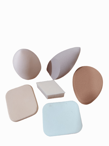 6 Pcs Beauty Blender Set - Latex Material, 16 x 14 x 3 Cm Dimensions, Random Color | Manual Use, Cosmetic Sponge for Women, 50 gms Total Weight