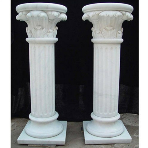 Carved White Marble Pillar