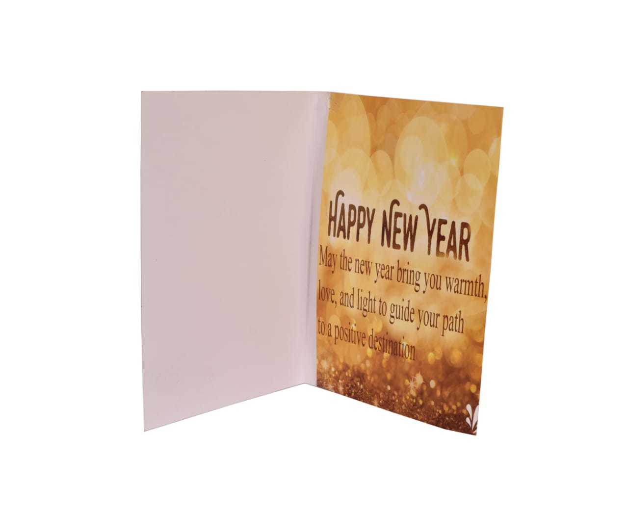 Happy New Year Greeting Card - Cardboard, 5x7 Inches, Gold | Festive Design, High-quality Print, Durable Material, Personalizable Message, Eco-friendly, Matte Finish, Bulk Pack