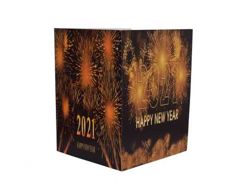 Happy New Year Greeting Card - 5x7 Inches, Glossy Full Color Cardstock | Built-in Sound Module, CR2032 Battery, 30 Seconds Playback Time, Customized Audio Options