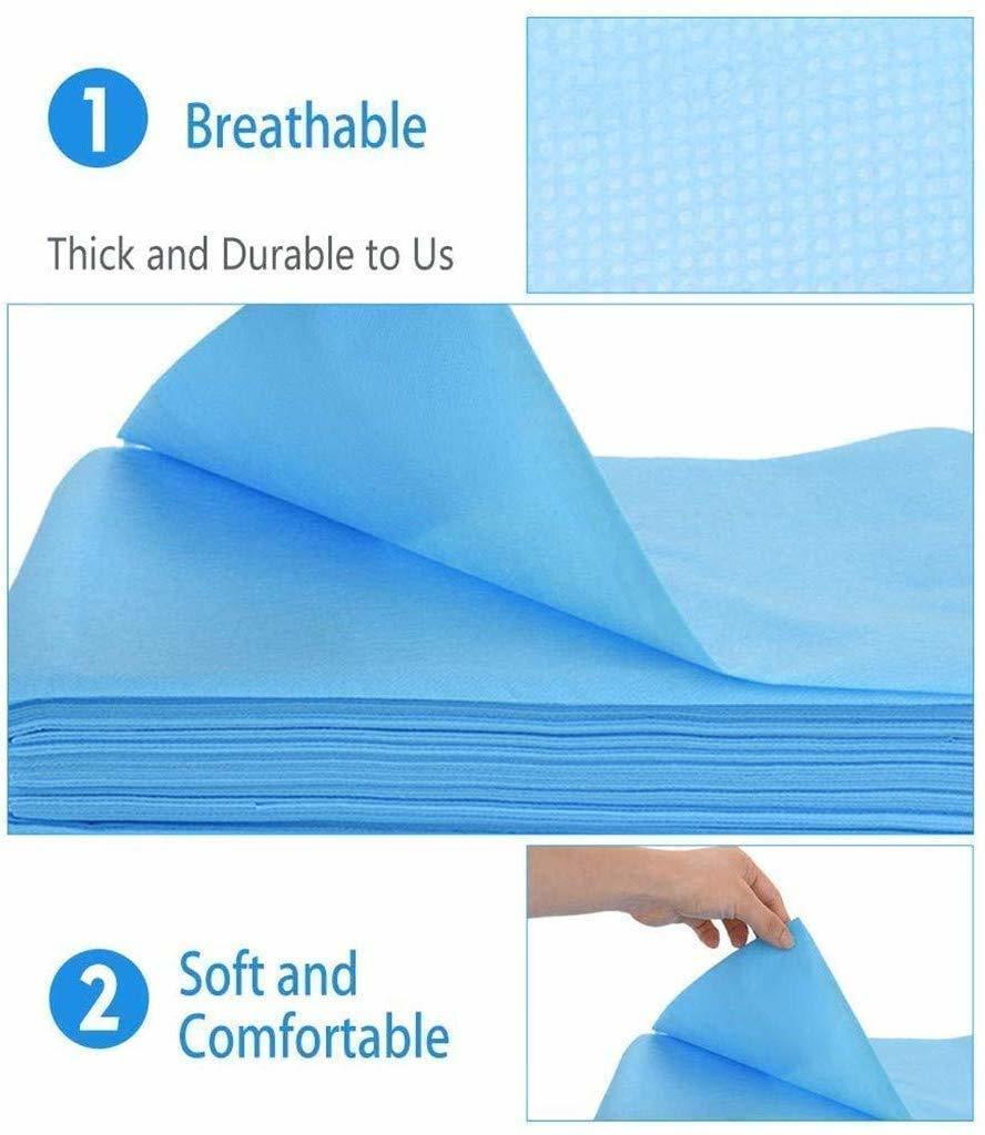 Disposable Bedsheet With Disposable Pillow Cover - Spunbond Nonwoven Fabric, Medical Blue And White | 1 Set With Ultrasonically Sealed Pillow Cover