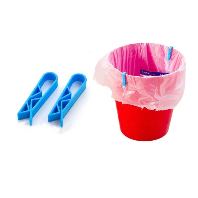2 Pcs Trash Can Garbage Bag Holder Clips - Plastic, 5.5 X 1 X 1.3 Cm , Random Shade, Ideal For Kitchen Organization And Efficient Waste Management