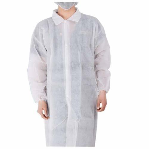 Disposable Lab Coat - Sms, 25 Gsm To Max Size, White & Blue | Medical Grade, Blood & Chemical Resistant, Full Sleeve, Velcro Closure