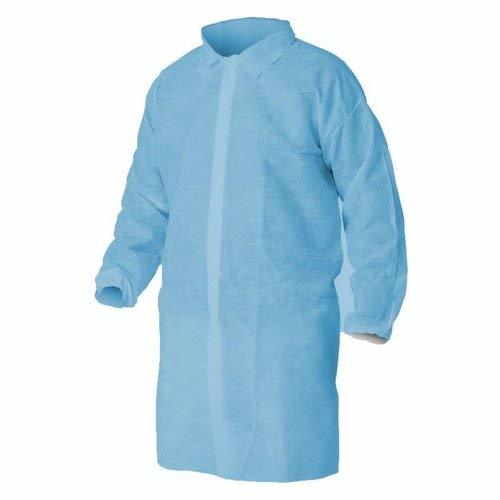 Disposable Lab Coat - Sms, 25 Gsm To Max Size, White & Blue | Medical Grade, Blood & Chemical Resistant, Full Sleeve, Velcro Closure