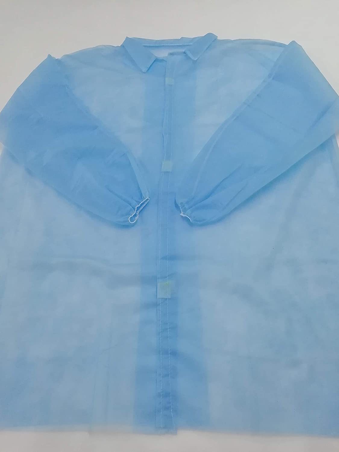Disposable Lab Coat - Sms, 25 Gsm To Max Size, White & Blue | Medical Grade, Blood & Chemical Resistant, Full Sleeve, Velcro Closure