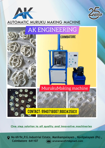 Automatic Murukku Making Machine - 30-50kg/hr Capacity, Stainless Steel Construction, PLC Control, Free Stand Design, Blue Color, Computerized Operation, Automatic Chakli Forming