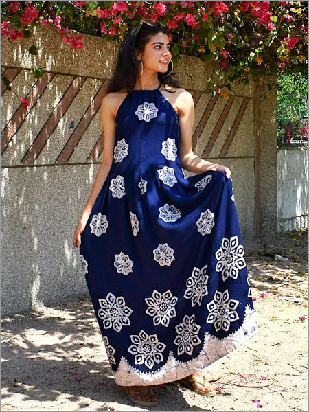Batik Halter Dress In Rayon