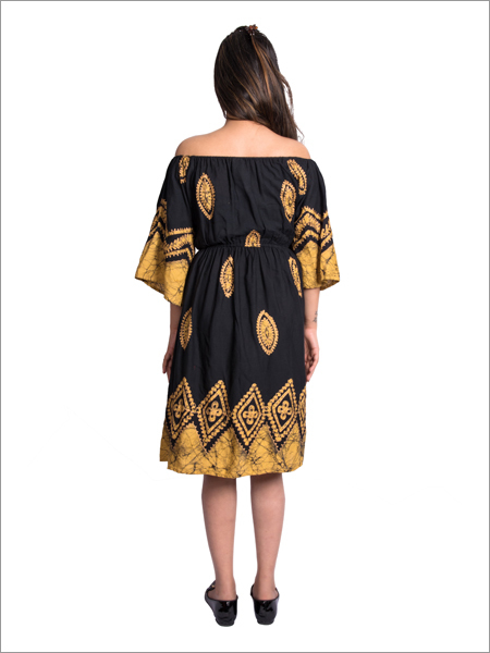 Batik Off Shoulder Dress With Embroidery
