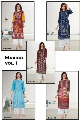 Cotton Kurti with Plazzo Set - Sizes S, M, L, XL, XXL | 3-4th Sleeve, Printed Pattern, Cool Dry, Washable, Casual & Modern Style