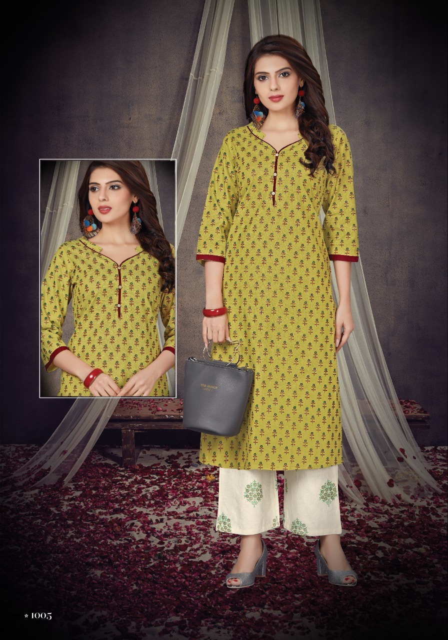 Washable Candy Cotton With Heavy Foil Kurti With Plazzo