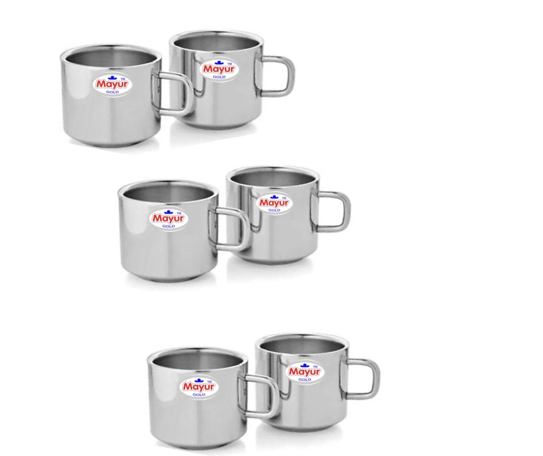 Stainless Steel Coffee Mug Set - 100 Ml Double Wall Cups, Steel Mirror And Matt Finish | Lightweight, Shatterproof, Easy To Clean, Modern Design