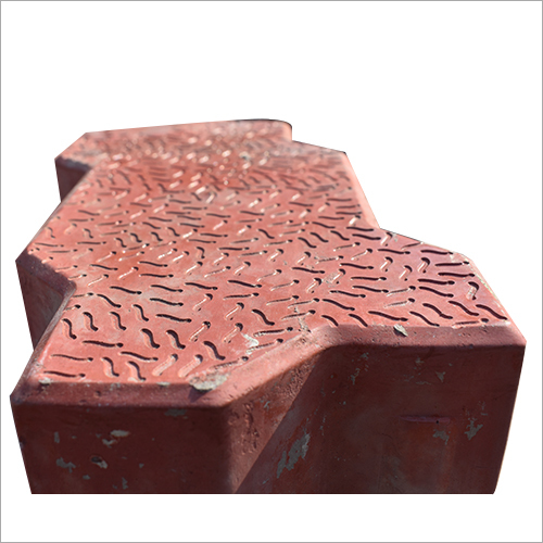 Zig-zag Paver Block - 60 Mm Thickness, Red Color, Durable Cement Material