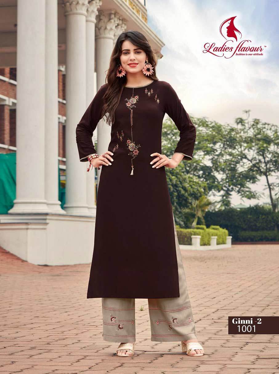 Ginni Vol-2 Rayon Kurti Catalogue Set - Color: As Per Catalog