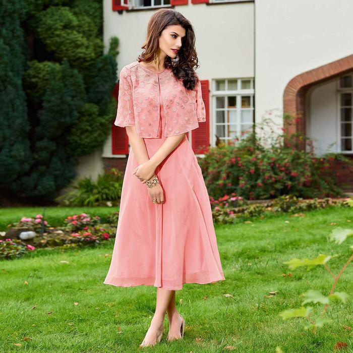 Ladies One Piece Dress - Faux Georgette, Size L(40) / Xl(42) / Xxl(44), Multi Color | Washable Silk, All Season Wear