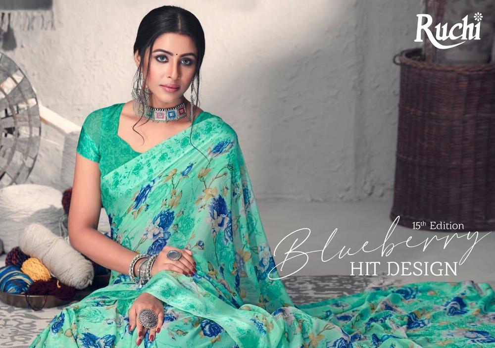 मिक्स शिफॉन सार्टिन बॉर्डर साड़ी