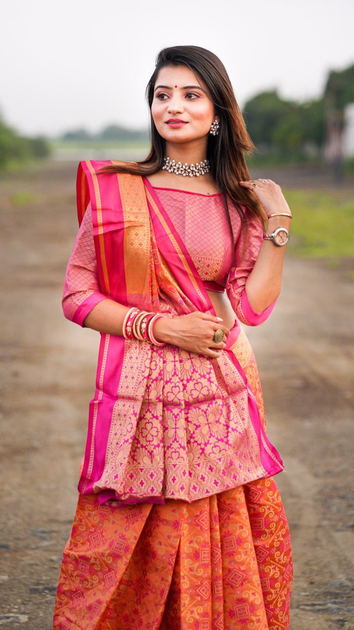 Multi Colour Ladies Party Wear Silk Saree