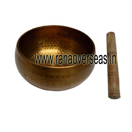 Brass Metal Hammered Singing Bowl - 8 Inch , Includes Playing Stick and Protective Pad