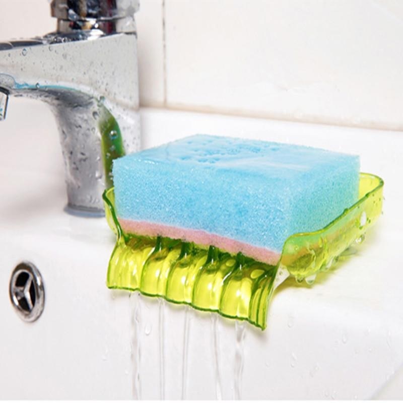Plastic Waterfall Suction Soap Tray - 13x9x2 Cm, Random Color, Lightweight 50 Gms Ideal For Bathroom Use