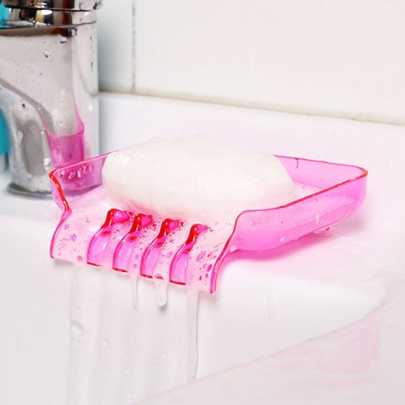 Plastic Waterfall Suction Soap Tray - 13x9x2 Cm, Random Color, Lightweight 50 Gms Ideal For Bathroom Use