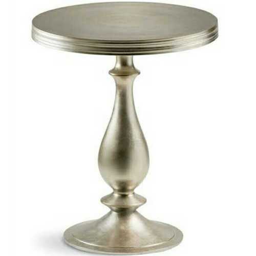 Wooden Round Table - 20 Inches Diameter, Silver Metallic Finish | Contemporary Style, 15 lbs Weight, Round Shape