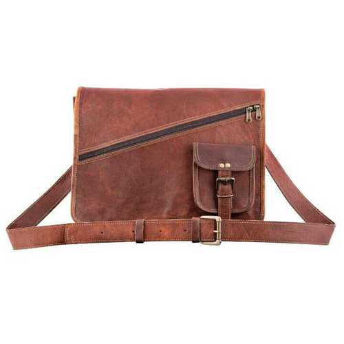 Fashion Leather Bag - Genuine Leather, 15 x 12 x 4 Inches, Brown Color | Messenger Style with Zipper Closure, Fits 13-inch Laptop, Lightweight at 1.5 lbs