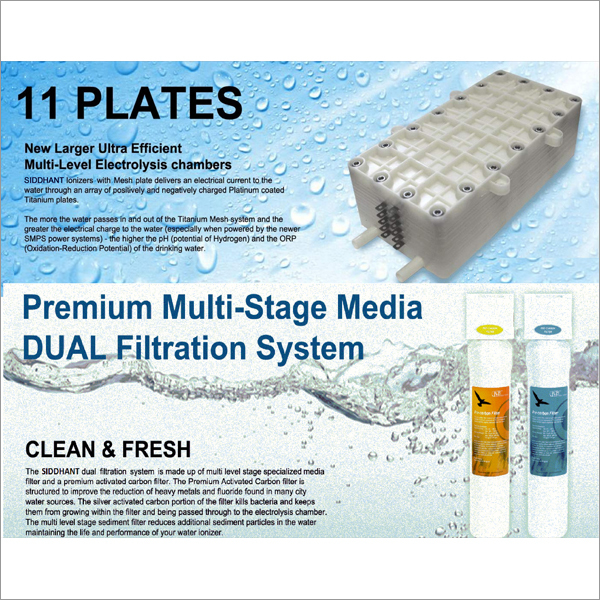 Lc11 Alkaline Water Ionizer - Platinum Titanium Plates, 30x39.5x15.5 Cm , Auto Cleaning, 450w Power, 11 Plates, Wall Mounted Design, 4 Year Warranty